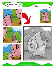 Puzzle Kes Yapıştır Çalışma Sayfaları